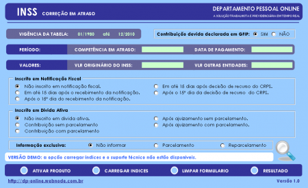 INSS - CÁLCULO EM ATRASO 1.1